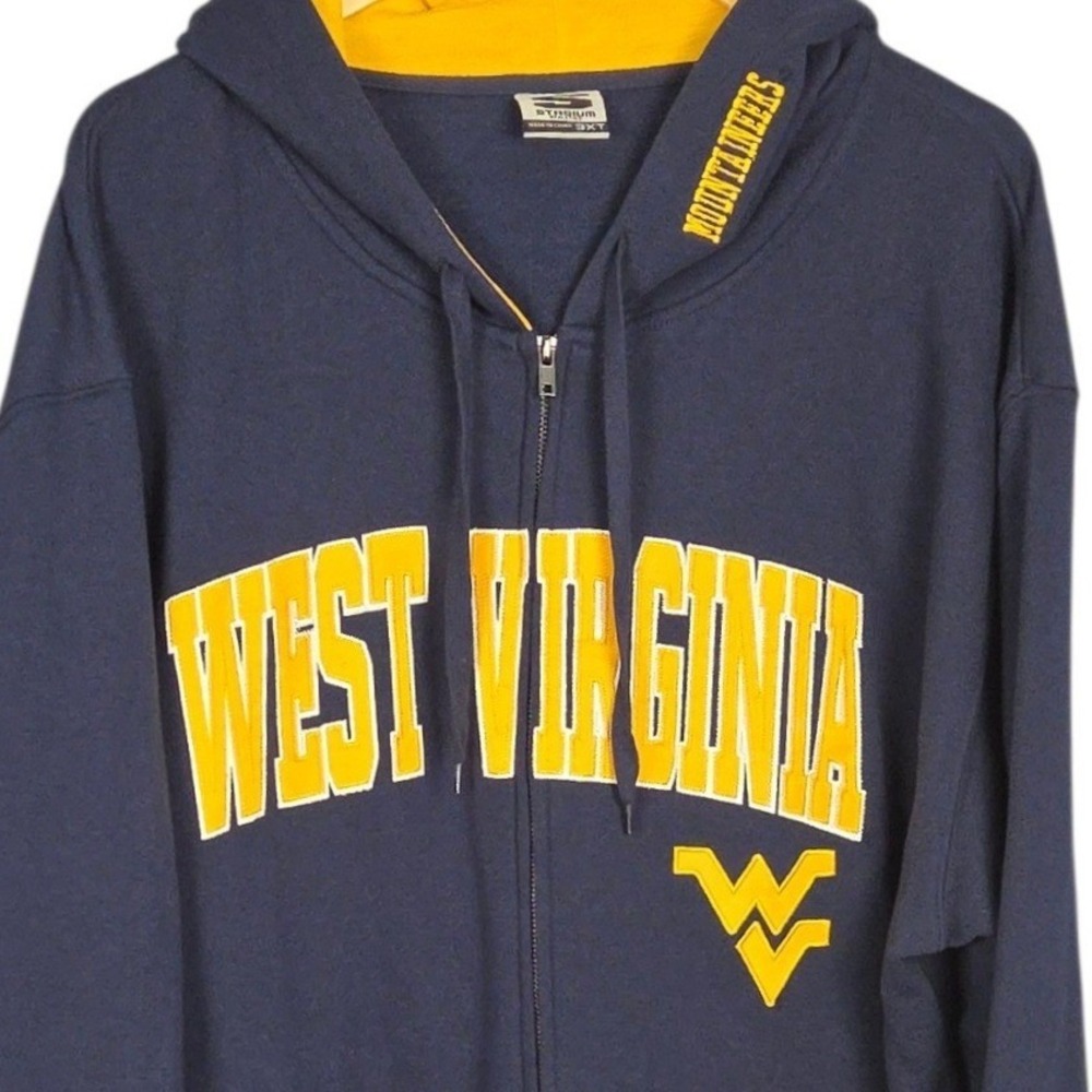 West Virginia Mountaineers Hoodie Mens 3XL Tall Blue Full Zip Fleece Jacket WVU